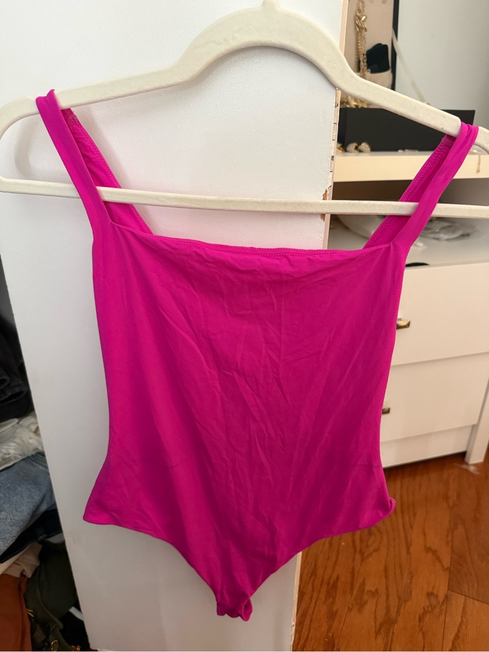 Hot Pink Square-Neck SKIMS Women’s Tank Bodysuit